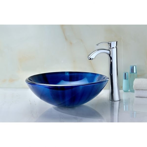 Anzzi Meno Deco-Glass Vessel Sink in Lustrous Blue LS-AZ051 - main